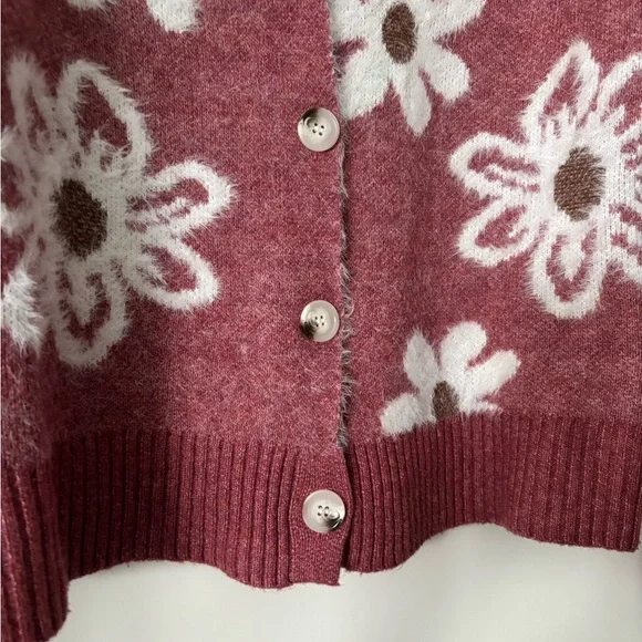 Floral Pink Cardigan Sweater in size small - Picture 2 of 5
